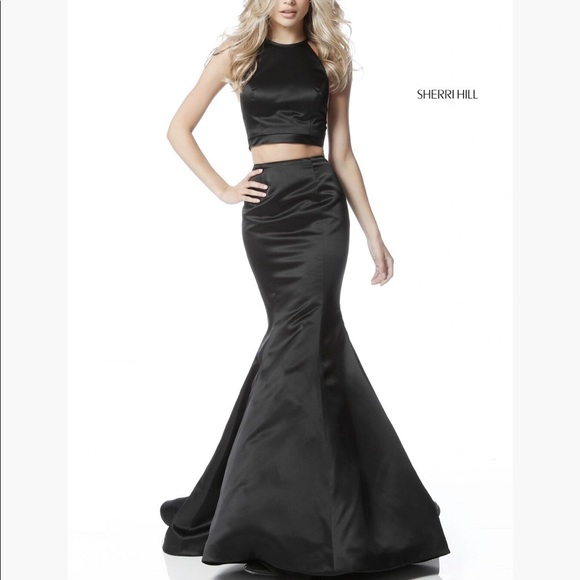 Sherri Hill Candy Pink 2 Piece Mermaid Prom Dress - Picture 1 of 7